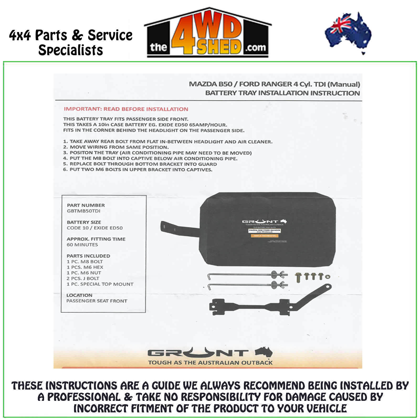Ford Ranger PJ/PK / Mazda BT50 B3000 - Dual Battery Tray ... pj rims wiring diagram 