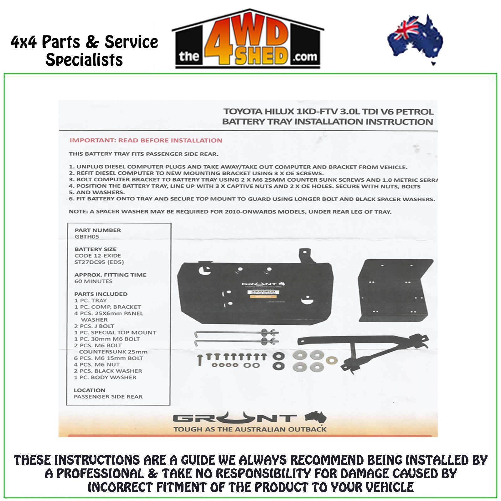 Toyota HiLux 25 Series Dual Battery Tray Grunt 4x4