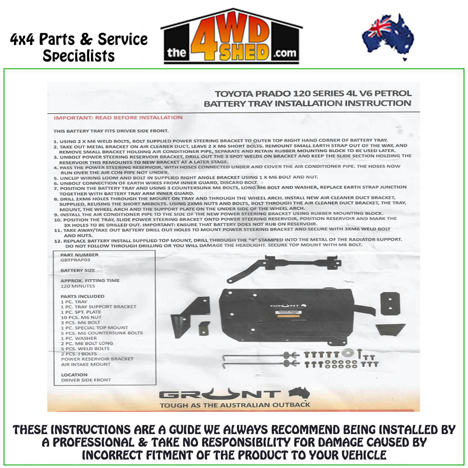 120 Series Prado 20022006 4.0l Petrol Dual Battery Tray Grunt 4x4