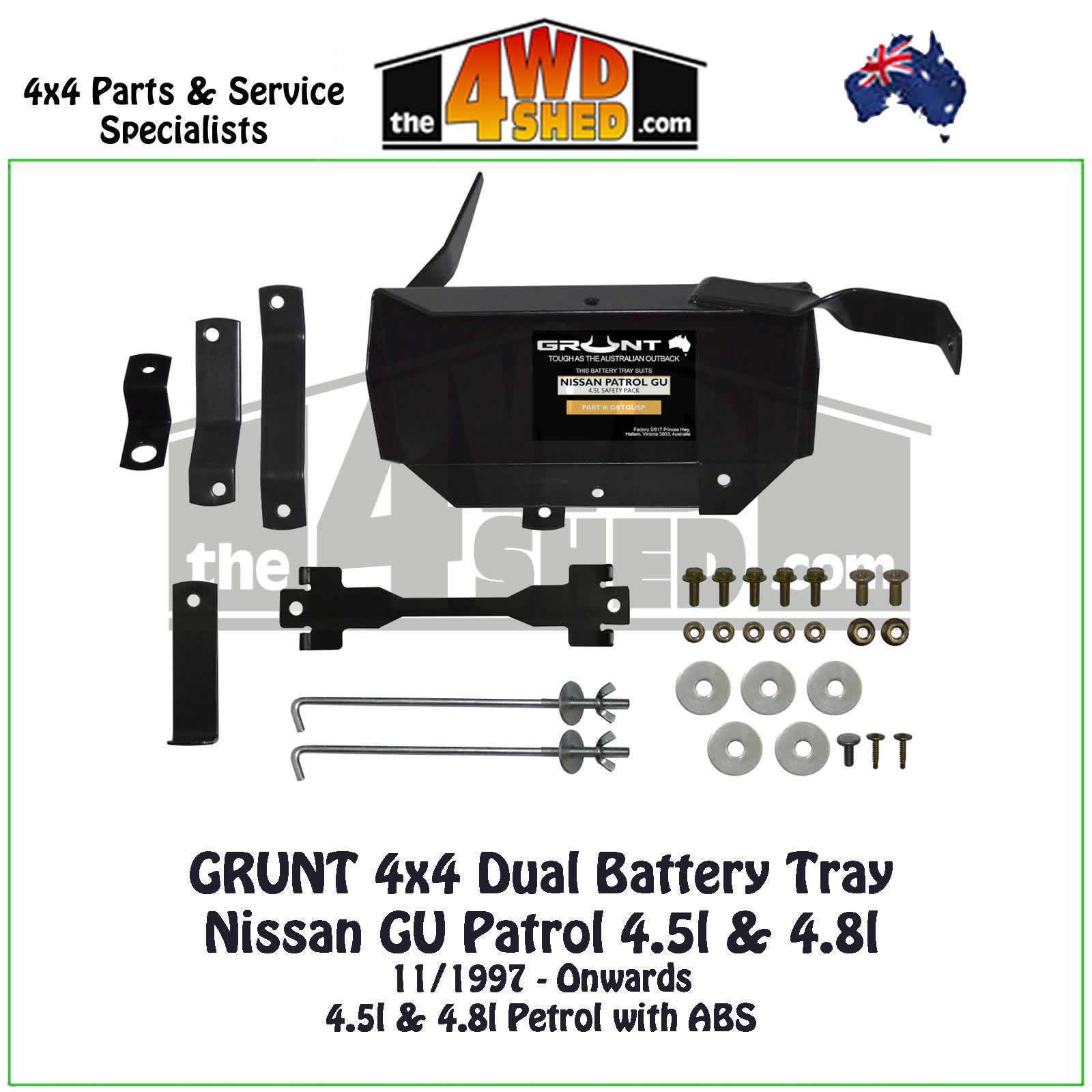 Nissan GU Y61 Patrol 4.5l & 4.8l Petrol with ABS Dual Battery Tray