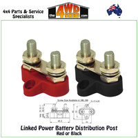 Dual Linked  Power Battery Distribution Post - Red or Black