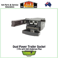Dual Power Trailer Socket 7 Flat Pin with 50A Anderson Plug