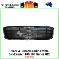 Black & Chrome Grille Toyota Landcruiser 100 105 Series GXL 1/98-8/02