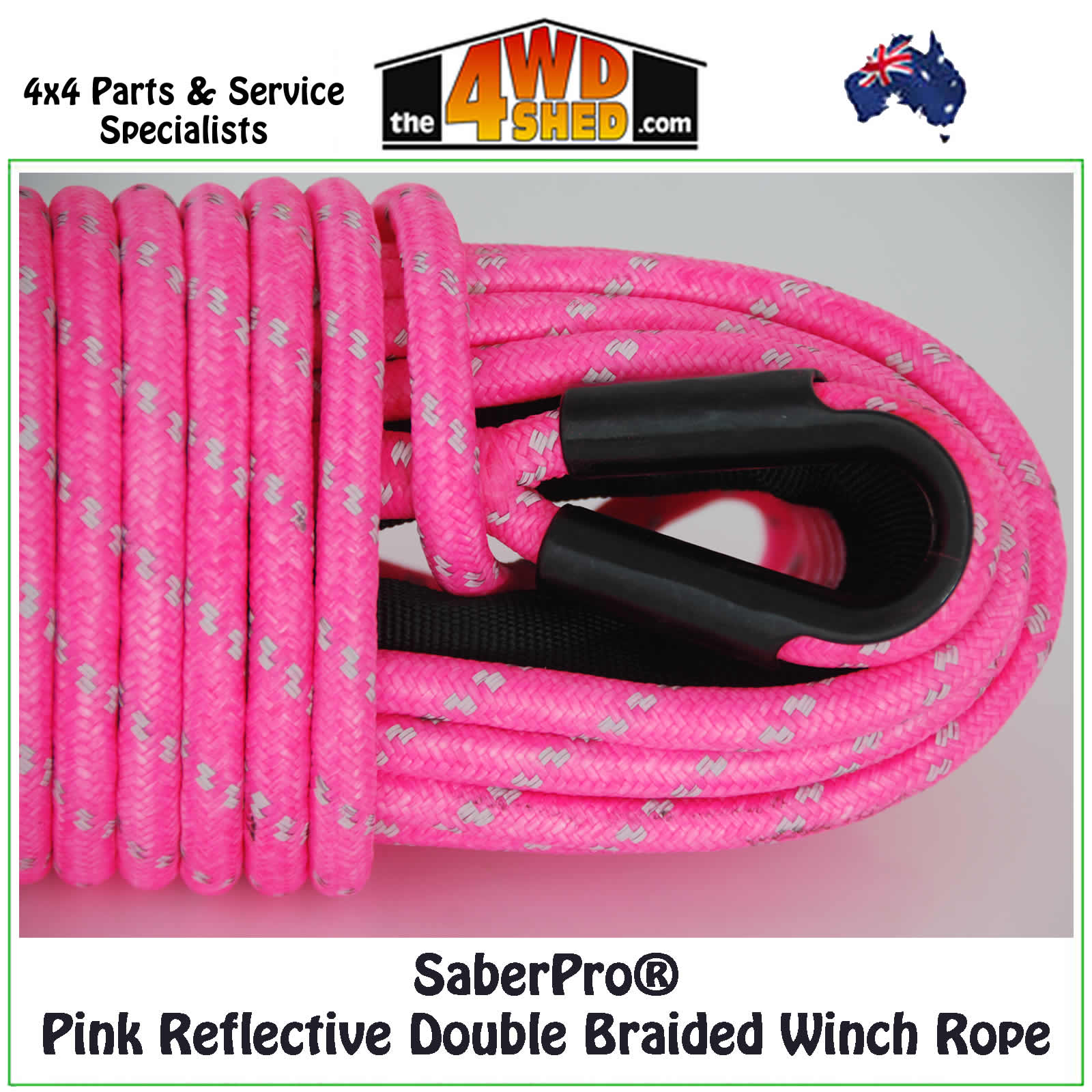 SaberPro® Pink Reflective Double Braided Winch Rope