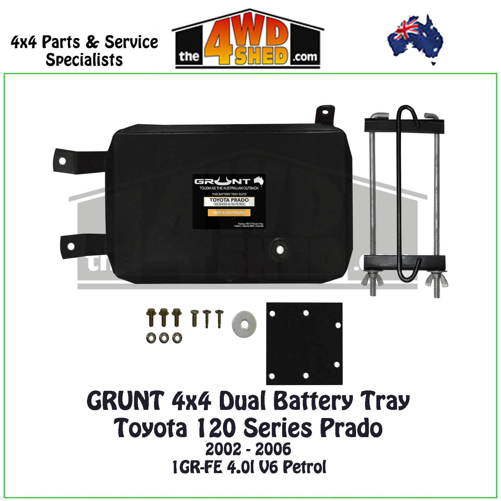 120 Series Prado 20022006 4.0l Petrol Dual Battery Tray Grunt 4x4