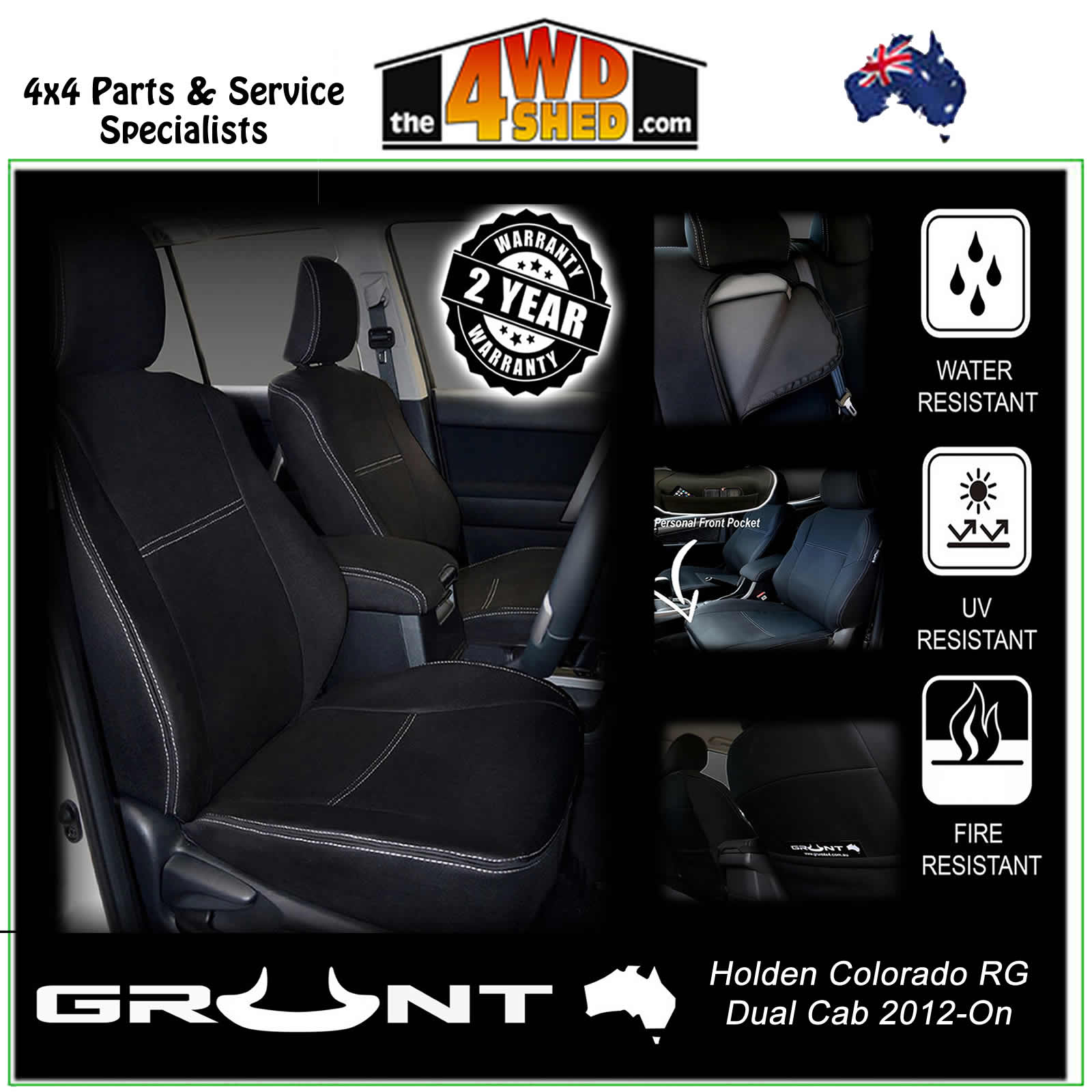 Details about   2018-20 Holden Colorado RG Front Rear Neoprene Seat Covers Set in orange stitch