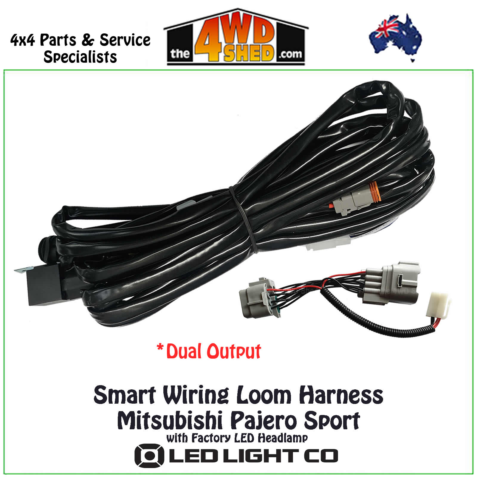 Dual Output Wiring Loom Harness Mitsubishi Pajero Sport