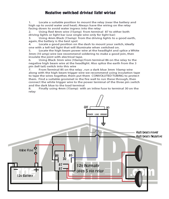 Shed Tech Driving Light Wiring Diagrams Tail Light Wiring Diagram The 4WD Shed
