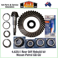 Crown Wheel and Pinion Rear Diff Overhaul Rebuild Kit Nissan Patrol GQ GU 4.625:1