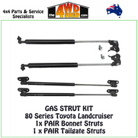 Gas Strut Kit Bonnet & Tailgate to suit 80 Series Landcruiser