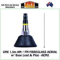 GME 1.5m AM/FM Fibreglass Aerial w/ Base Lead & Plug