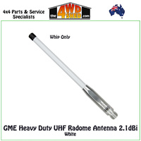 GME UHF Heavy Duty Radome Antenna 2.1dBi White Whip Only