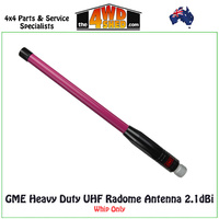 GME UHF Heavy Duty Radome Antenna 2.1dBi Pink / Black Whip Only