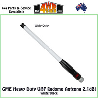 GME UHF Heavy Duty Radome Antenna 2.1dBi White / Black Whip Only