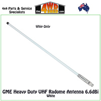 GME UHF Heavy Duty Radome Antenna 6.6dBi White Whip Only