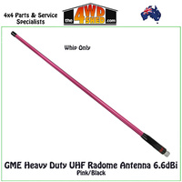 GME UHF Heavy Duty Radome Antenna 6.6dBi Pink / Black Whip Only