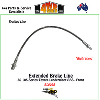 Extended Brake Line 80 105 Series Landcruiser Front Right - ABS