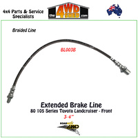 Braided Extended Brake Line 80 105 Series Landcruiser Front 3-4"