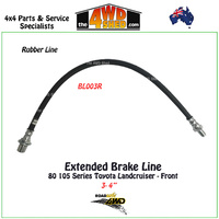 Rubber Extended Brake Line 80 105 Series Landcruiser Front 3-4"
