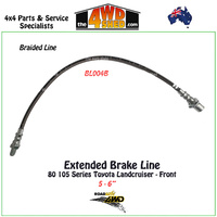 Braided Extended Brake Line 80 105 Series Landcruiser Front 5-6"
