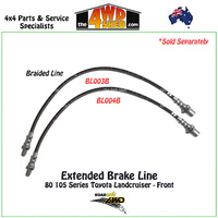 Extended Braided Brake Line 80 105 Series Landcruiser Front 