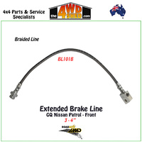 Braided Extended Brake Line Nissan Patrol GQ Front 3-4"