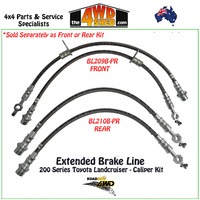Extended Braided Brake Line 200 Series Landcruiser - Caliper Kit 2008-On LH & RH lines