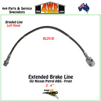 Braided Extended Brake Line Nissan Patrol GU ABS Front Left 3-4"