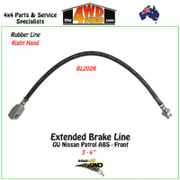 Rubber Extended Brake Line Nissan Patrol GU ABS Front Right 3-4"