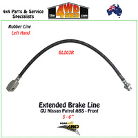 Rubber Extended Brake Line Nissan Patrol GU ABS Front Left 5-6"