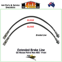 Extended Braided Brake Line Nissan Patrol GU Non ABS Front