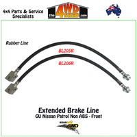 Extended Rubber Brake Line Nissan Patrol GU Non ABS Front