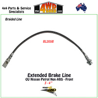Braided Extended Brake Line Nissan Patrol GU Non ABS Front 3-4"