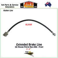 Rubber Extended Brake Line Nissan Patrol GU Non ABS Front 3-4"