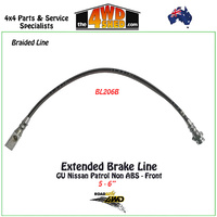 Braided Extended Brake Line Nissan Patrol GU Non ABS Front 5-6"