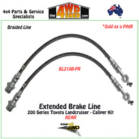Extended Braided Brake Line 200 Series Landcruiser Rear - Caliper Kit 2008-On LH & RH lines