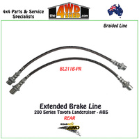 Extended Braided Brake Line 200 Series Landcruiser Rear ABS inc LH & RH lines