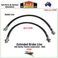 Extended Rubber Brake Line 200 Series Landcruiser Rear ABS 8/12-On 3-4"
