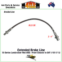 Extended Braided Brake Line 70 Series Landcruiser Front Chassis to Diff Non ABS 1/07-7/12