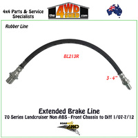 Extended Rubber Brake Line 70 Series Landcruiser Front Chassis to Diff Non ABS 1/07-7/12
