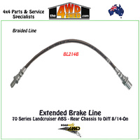  Extended Braided Brake Line 70 Series Landcruiser Rear Chassis to Diff ABS 8/14-On