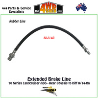 Extended Rubber Brake Line 70 Series Landcruiser Rear Chassis to Diff ABS 8/14-On