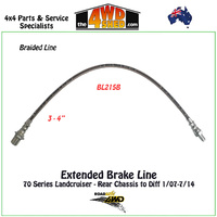 Extended Braided Brake Line 70 Series Landcruiser Rear Chassis to Diff Non ABS & ABS 1/07-7/14