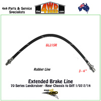 Extended Rubber Brake Line 70 Series Landcruiser Rear Chassis to Diff Non ABS & ABS 1/07-7/14