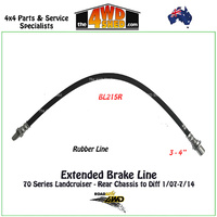 Extended Rubber Brake Line 70 Series Landcruiser Rear Chassis to Diff Non ABS & ABS 1/07-7/14