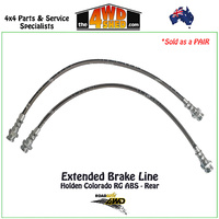 Braided Extended Brake Line Holden Colorado RG ABS Rear inc RH & LH lines