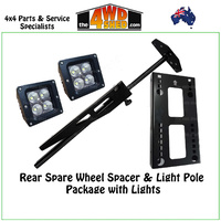 GQ/GU Spare Wheel Spacer Bracket & Rear Light Pole Package with Lights
