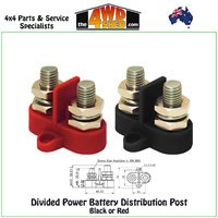 Dual Divided Power Battery Distribution Post - Red or Black