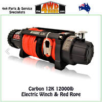 Carbon 12K 12000lb Electric Winch & Red Rope V2