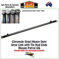 Chromoly Steel Drag Link with Tie Rod Ends - Nissan Patrol GQ
